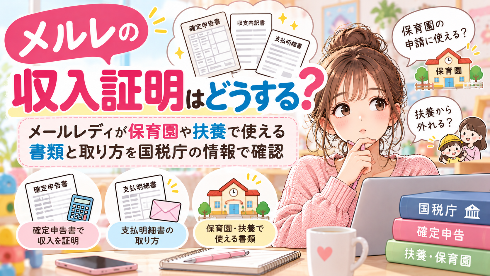メルレの収入証明はどうする？メールレディが保育園や扶養で使える書類と取り方を国税庁の情報で確認