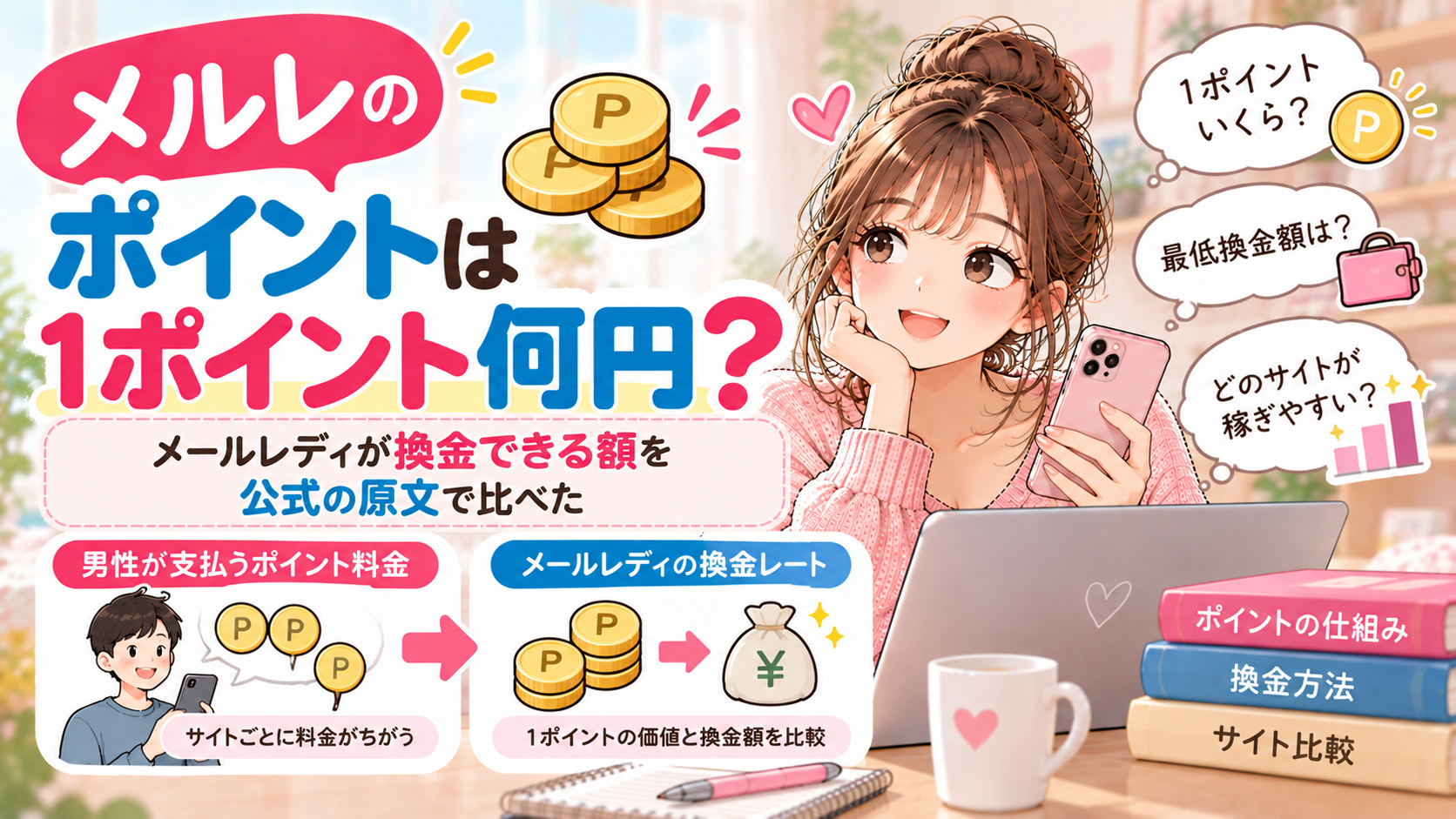 メルレのポイントは1ポイント何円？メールレディが換金できる額を公式の原文で比べた